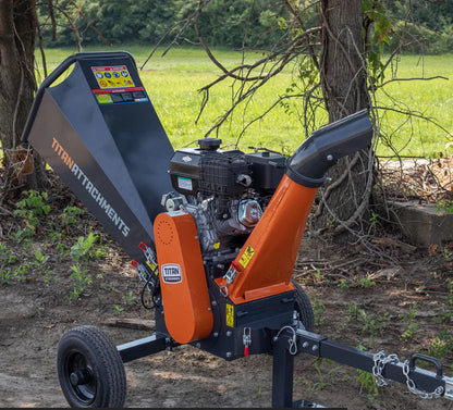 Titan Attachments Wood Chipper | 5" Chipping Capacity | 46" Width | For 2" Ball Hitch | 13.5 HP | For ATV Tow-Behind