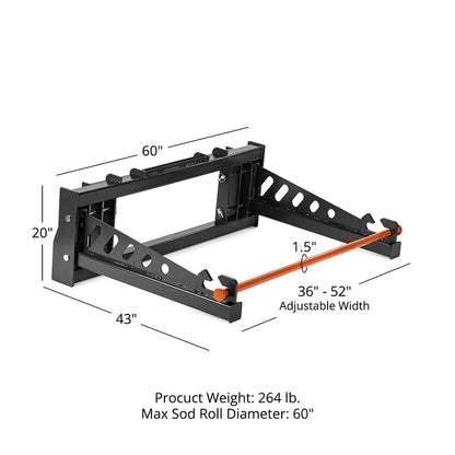 Titan Attachments Heavy-Duty Sod Roller | 36"–52" Adjustable Width | Up to 60" Roll Diameter | 1.5" Bar | Oil Flow Range 12–25 GPM | For Skid Steers