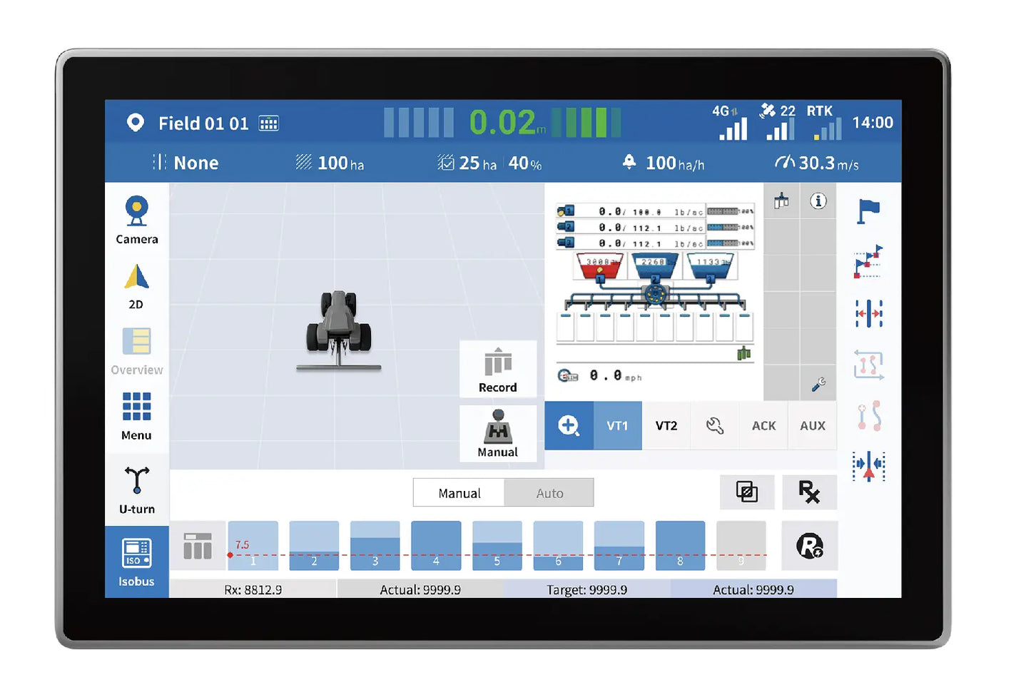 Sveaverken | F200 Max Auto Steer System | 12.1" Display | Electric Power Steering | Precision Accuracy 2.5 cm | Precision Steering | Horsepower 120 To 500 HP | For Tractor