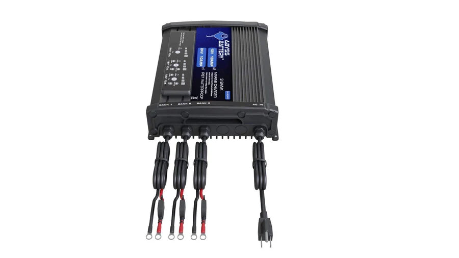 ABYSS® | 3 Bank On-Board Marine Battery Charger | Model AB-CRG-12V24V-3B | Voltage 12V/24V | 30A Total Output | IP67 Waterproof | For Boat & Marine Applications
