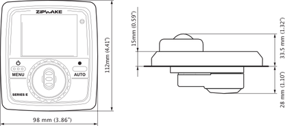 Zipwake Control Panel E with Standard 15M Cable | Model CP-E | 2.8" Dislplay