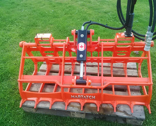 Martatch | Utility Root Rake Grapple | Model MUDG4823-A & MUDG4823-A/BOBCAT | Width 48" | 32" Height x 23" Depth | Hydraulic Flow 17 To 24 GPM | For Mini Skid Steers