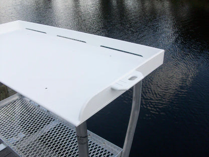 RIO MARINE CUSTOMS | Fish Cleaning Table | Dock Mount with Shelf | Model FCS40-4 | 40" W x 23" D | Starboard Surface | Universal Waterfront Dock