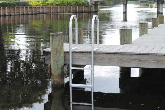 RIO MARINE CUSTOMS | 4-Step Standard Dock Ladder | Model LD4 | 18 5/8" W x 48" H | 2" Grooved Rungs | Universal Dock & Seawall