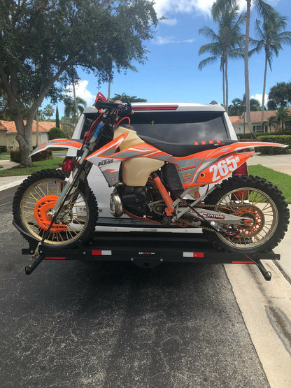 Black Widow Heavy Duty Motorcycle Carrier | Model MCC-600 | Track Size 79" x 7.75" | Capacity 600 lb | For Class III & IV Hitches