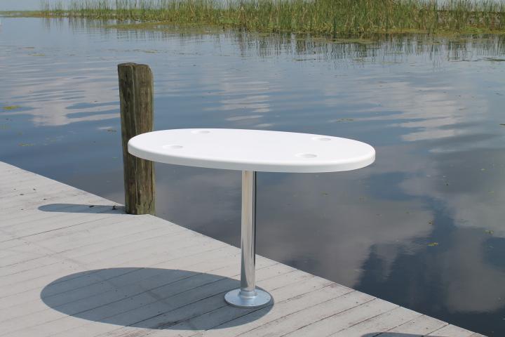 CM Marine Rough Water Oval Cockpit Table | Model RWOT47-UNIT | Size 47" x 29" x 2" | Hand‑Laid Fiberglass Marine Table | For Universal Cockpit & Deck