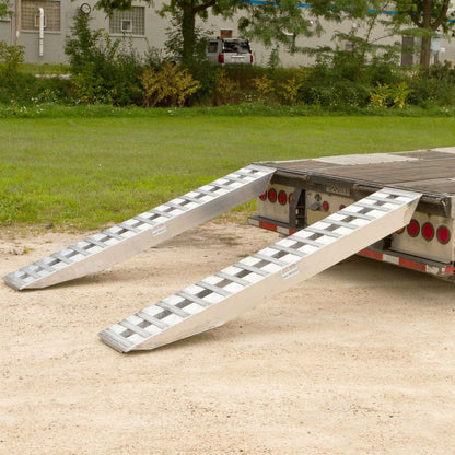 Heavy Duty Ramps Aluminum Ramps | Model 20-16-096-02-02-LL | Size 8' L x 16" W | 20,000 lb. Capacity | Double Pin-On Ends | Horsepower 23 HP | For Step Deck Trailers