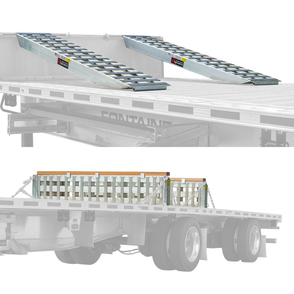 Heavy Duty Ramps 2 Bunk Load Leveler / 2 Ramp System | Model 20-16-096-02-02-MLL-2 | Size 8' L x 16" W | 20,000 lb. Capacity | Horsepower 23 HP | For 102" Step Deck Trailers with 16" Drop