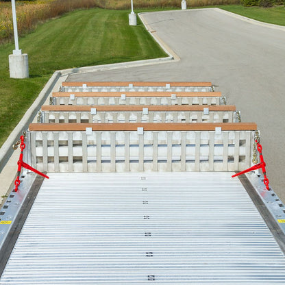Heavy Duty Ramps | 4 Bunk Load Leveler / 4 Ramp System | Model 20-16-192-02-02-MLL-4 | 8' L x 16" W | 20,000 lb. Capacity | Horsepower 23 HP | For 102" Step Deck Trailers with 16" Drop