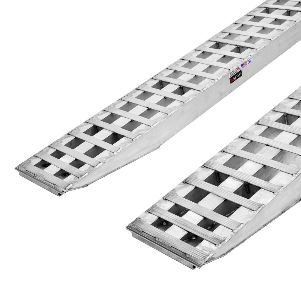 Heavy Duty Ramps Aluminum Heavy Equipment Loading Ramps | Model 20-20-120-02-02 | Size 10' L x 20" W | 20,000 lb. Axle Capacity | Horsepower 23 HP | For Trailers, Step Decks & Industrial Equipment