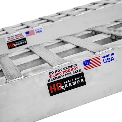 Heavy Duty Ramps Aluminum Heavy Equipment Loading Ramps | Model 20-20-120-02-02 | Size 10' L x 20" W | 20,000 lb. Axle Capacity | Horsepower 23 HP | For Trailers, Step Decks & Industrial Equipment