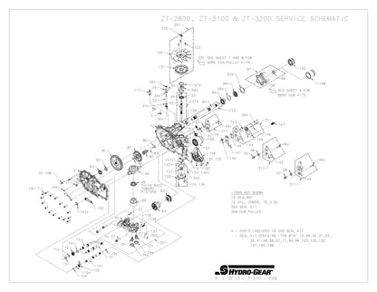 Hydro-Gear Commercial Hydrostatic Transmission | 3100 & 2800 Series | Deck Size 48"-60" | Horsepower 15–30 HP | For Zero-Turn Mowers