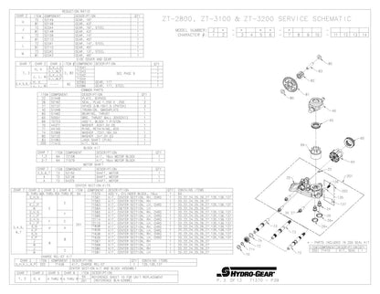 Hydro-Gear Commercial Hydrostatic Transmission | 3100 & 2800 Series | Deck Size 48"-60" | Horsepower 15–30 HP | For Zero-Turn Mowers