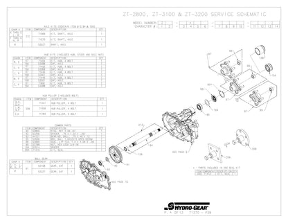Hydro-Gear Commercial Hydrostatic Transmission | 3100 & 2800 Series | Deck Size 48"-60" | Horsepower 15–30 HP | For Zero-Turn Mowers
