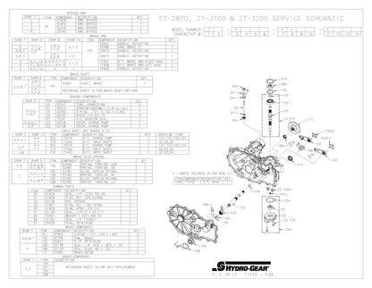 Hydro-Gear Commercial Hydrostatic Transmission | 3100 & 2800 Series | Deck Size 48"-60" | Horsepower 15–30 HP | For Zero-Turn Mowers