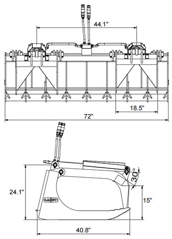 Landy Attachments Root Grapple Bucket | Width 72" | 16 GPM | For Skid Steers