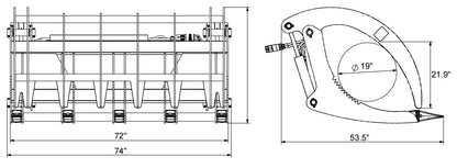 Landy Attachments Root Grapple Rake | Width 72" | 16 GPM | 20-35 HP | For Skid Steers, ATVs, UTVs, & Tractors