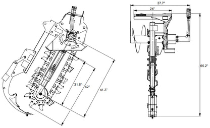 Landy Attachments Mini Skid Steer Trencher | Trenching Depth 37" | Cutting Width 6" | 20 GPM | For Mini Skid Steers