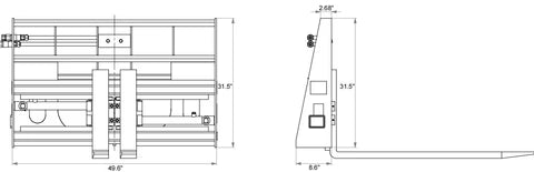 Landy Attachments Pallet Forks | Frame Width 48" | 16 GPM | For Skid Steers & Loaders
