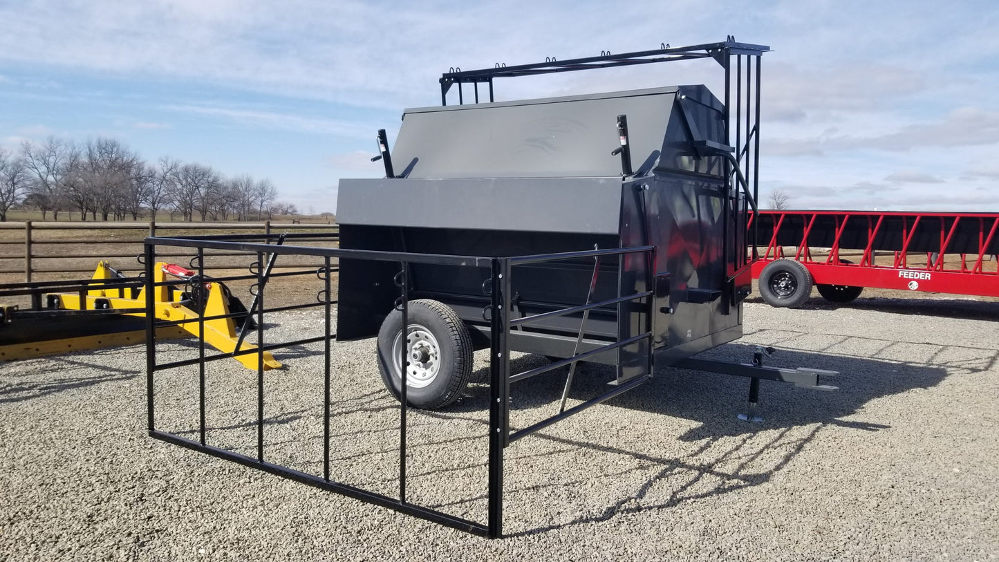 DH Farm | 150 Bushel Creep Feeder | Portable Model w/ Panels & Rain Shield | 12-Gauge Steel | For Tractor