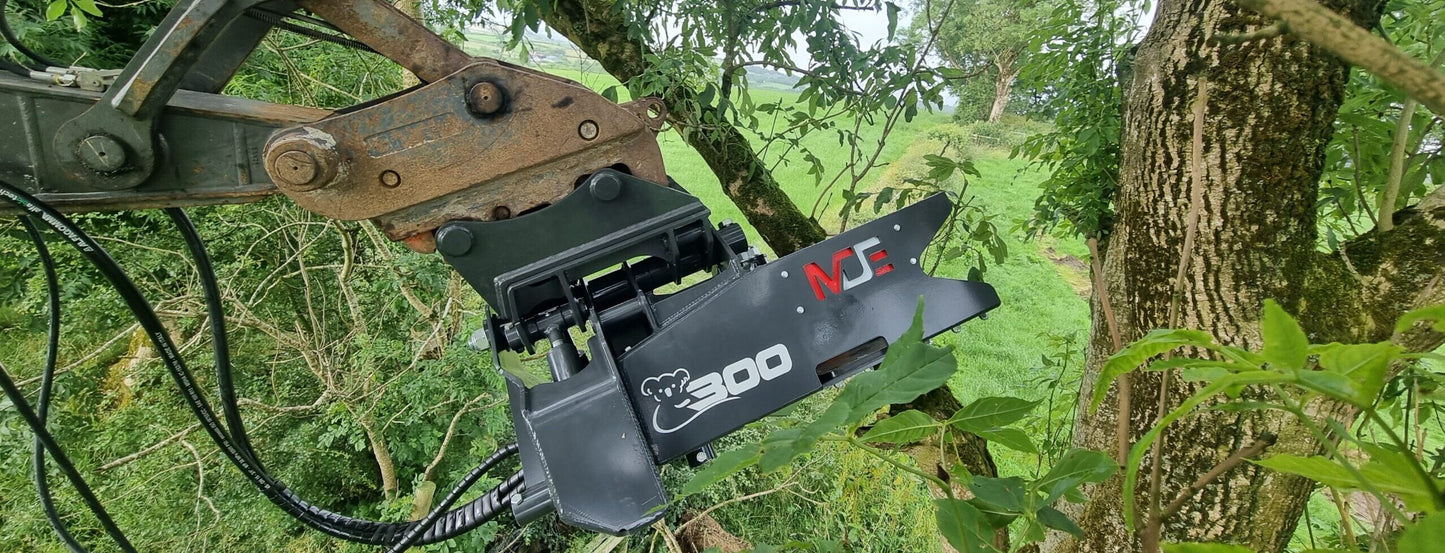 MDE Machinery | Tree Shear With Buncher | Model Koala 150T To Koala 550T | Cutting Capacity 6" To 21.5" Inches | Machine Size 1.5-40 Ton | For Excavator