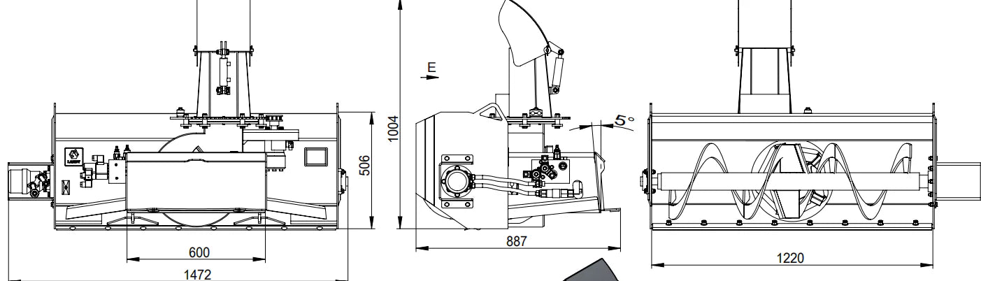 Landy Attachments Hydraulic Snow Blower | Model MS-HSB1220 | Width 48" | 8-13 GPM | For Mini Track Loaders & Skid Steers
