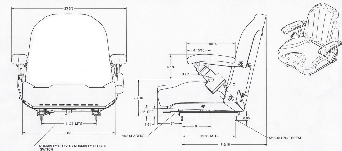 Swisher Premium Operator Seats | High-Back Suspension Seats with Armrests | | For Zero-Turn Mowers, Tractor, ATVs & UTV