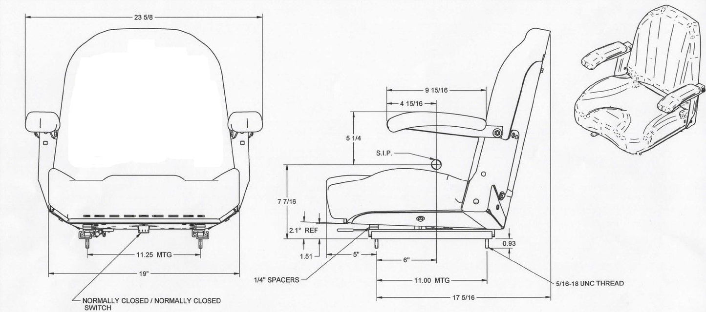 Swisher Premium Operator Seats | High-Back Suspension Seats with Armrests | | For Zero-Turn Mowers, Tractor, ATVs & UTV