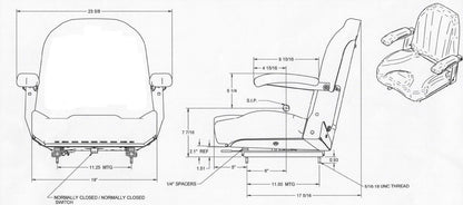 Swisher Premium Operator Seats | High-Back Suspension Seats with Armrests | | For Zero-Turn Mowers, Tractor, ATVs & UTV