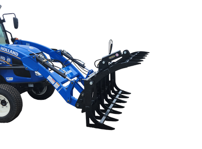 WIFO Equipment Grapple Rake Skid Steer Mount | Model GPSS/90" HOSE Series | Working Width 48″-66" | SSL Mount | 45 HP Max | For Tractor
