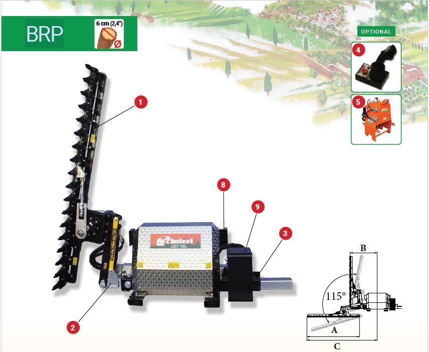 Rinieri BRP Lopper – Bush Cutter Machine | 59" - 79" Cutting Width for Front Loader