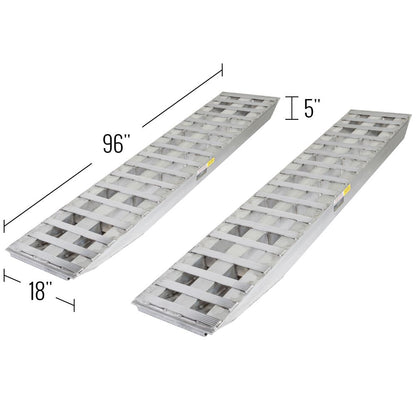 Heavy Duty Ramps Aluminum Equipment Loading Ramps | Model 23-18-096-02-02-LL | Size 8' L x 18" W | 23,500 lb. Capacity | Horsepower 23 HP | For Step Deck, Flatbed & Loading Dock Applications