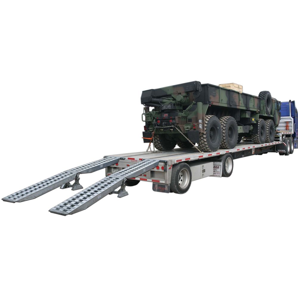 Heavy Duty Ramps Aluminum Equipment Loading Ramps | Model 23-18-096-02-02-LL | Size 8' L x 18" W | 23,500 lb. Capacity | Horsepower 23 HP | For Step Deck, Flatbed & Loading Dock Applications