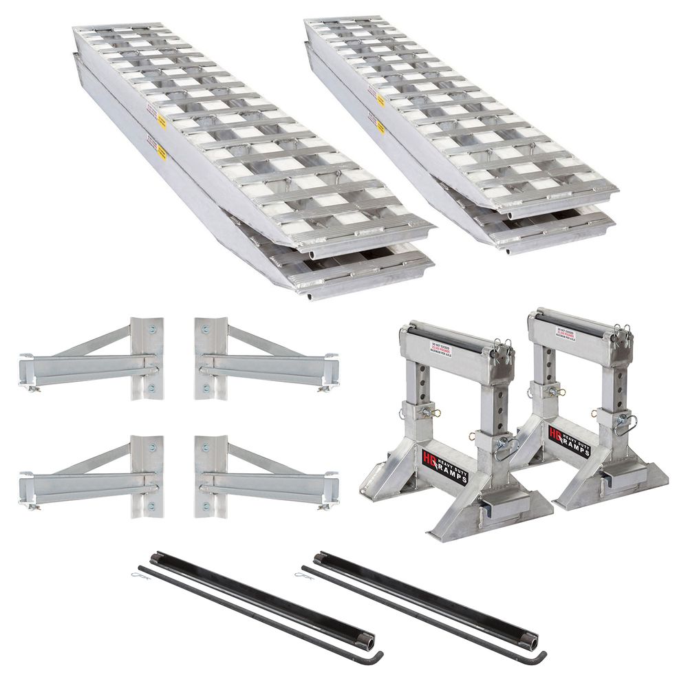 Heavy Duty Ramps Flatbed Trailer Ramp Kit | Model 23-18-192-FLAT-BED-Kit-STSS | Size 18" W x 16' L | 23,500 lb. | Horsepower 23 HP | For Trucks