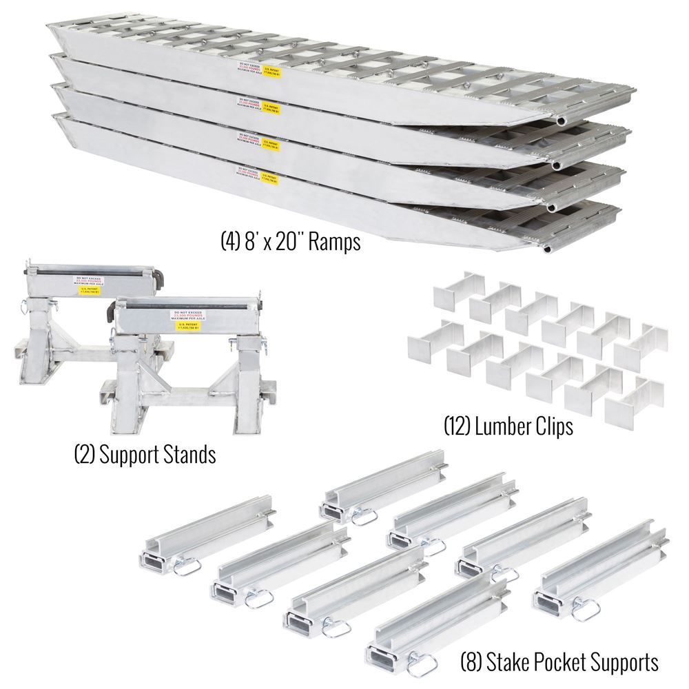 Heavy Duty Ramps 2 Bunk Load Leveler / 4 Ramp System | Model 23-20-192-02-02-MLL-2 | 8' L x 20" W | 23,500 lb. Capacity | 23 HP Requirement | For 20" Step Deck Trailers