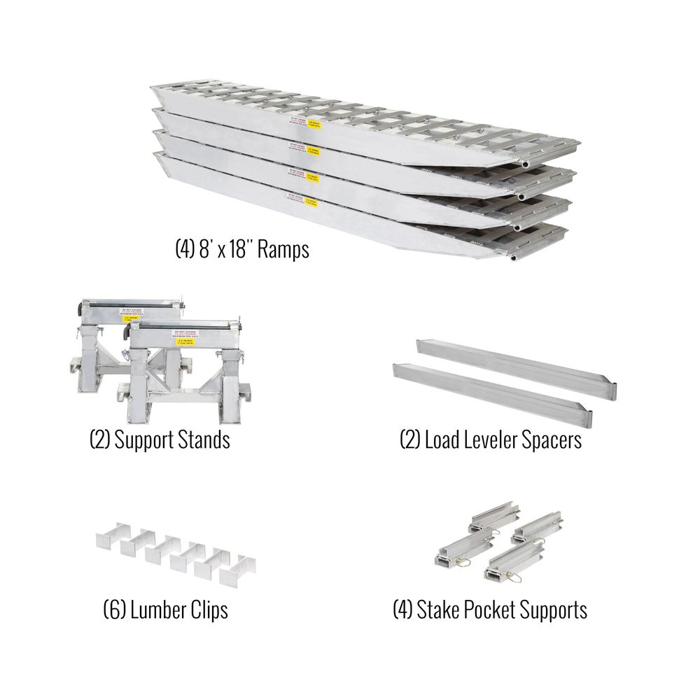 Heavy Duty Ramps 2 Bunk Load Leveler / 4 Ramp System | Model 23-24-192-02-02-MLL-2 | 8' L x 18" W | 23,500 lb. Capacity | 23 HP | For 24" Step Deck Trailers