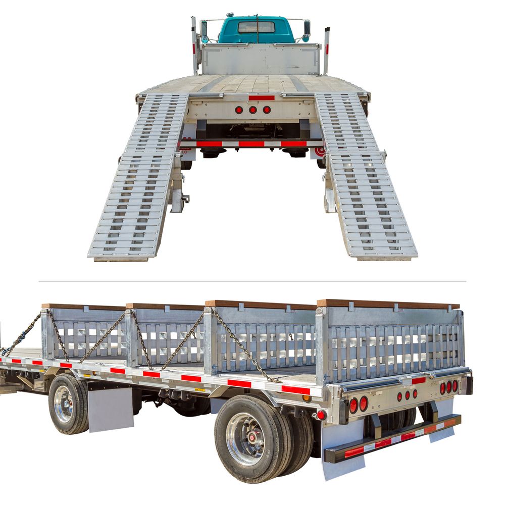 Heavy Duty Ramps 4 Bunk Load Leveler / 4 Ramp System | Model 23-24-192-02-02-MLL-4 | 8' L x 18" W | 23,500 lb. Capacity | Horsepower 23 HP | For 24" Step Deck Trailers
