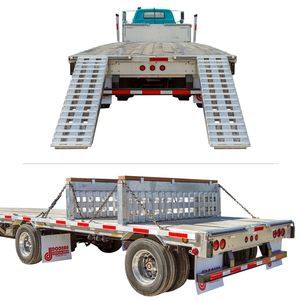 Brand Heavy Duty Ramps 2 Bunk Load Leveler / 2 Ramp System | Model 23-26-096-02-02-MLL-2 | 8' L x 20" W | 23,500 lb. Capacity | Horsepower 23 HP | For 102" W Step Deck Trailers