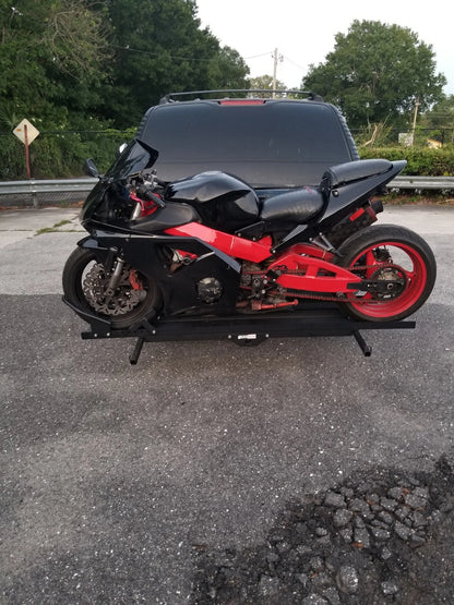 Black Widow Heavy Duty Motorcycle Carrier | Model MCC-600 | Track Size 79" x 7.75" | Capacity 600 lb | For Class III & IV Hitches