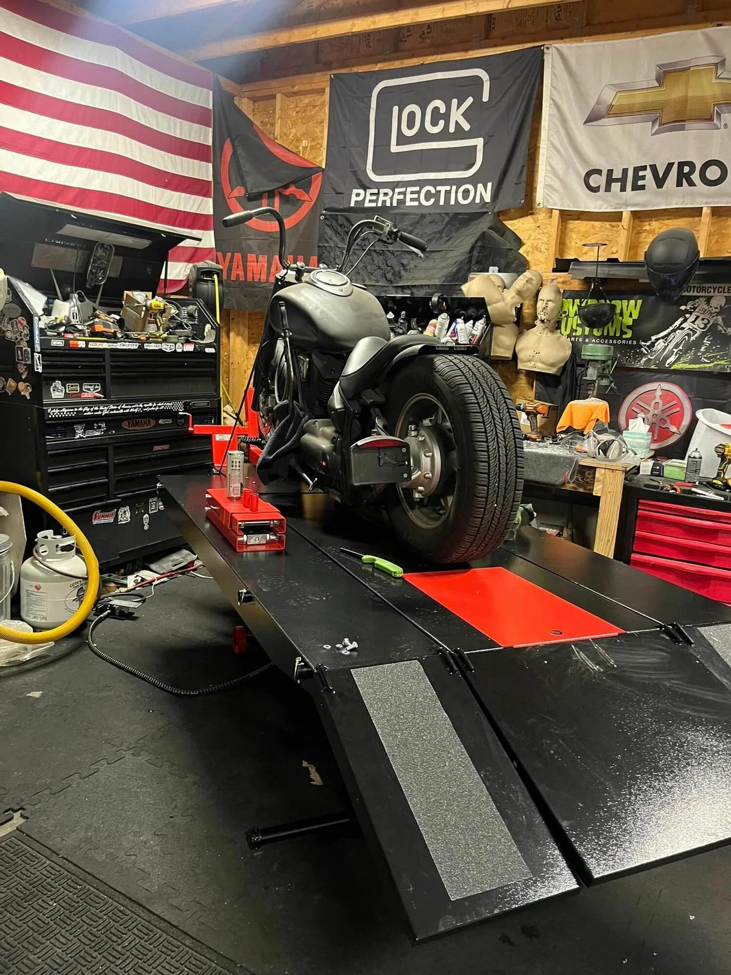 Black Widow Pneumatic ProLift Motorcycle Lift Table with Center Jack | BW-PROLIFT-HDXW | 48" Wide Platform | 1,500 lb. Capacity | For Motorcycle Repair