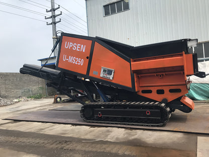Upsen Mobile Compact Double-Shaft Shredder | Model U-MS250 | Hopper Size 1500 × 2800 mm | Engine Horsepower 210 HP