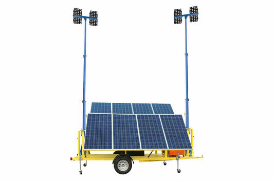 Larson Electronics 2.4KW Solar Powered Security Dual Mast Light Tower - (8) 120W LED Lights - (2) 30' Manual Masts