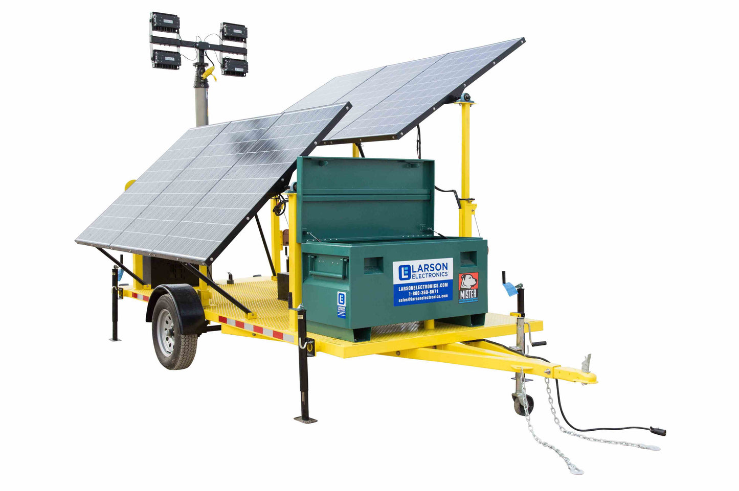 Larson Electronics 1.8KW Solar Power Generator with Pneumatic Light Tower Mast - (4) 160 Watt LED Lights