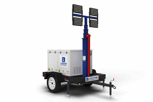 Larson Electronics 24' Mobile Light Tower w/ Diesel Generator - (4) LED Lights - 9kW Genset/39.9 Gallon Poly Fuel Tank - Digital Control Panel