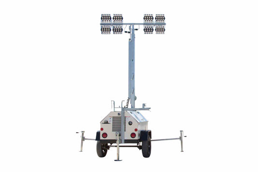 Larson Electronics 30' Portable LED Light Tower - 20kW Diesel Generator w/ 50 Gal Tank, (4) LED Lamps - Trailer Mount