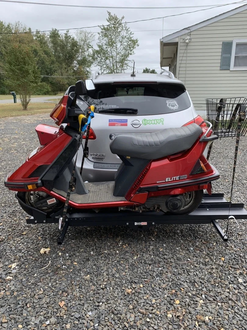 Black Widow Heavy Duty Motorcycle Carrier | Model MCC-600 | Track Size 79" x 7.75" | Capacity 600 lb | For Class III & IV Hitches