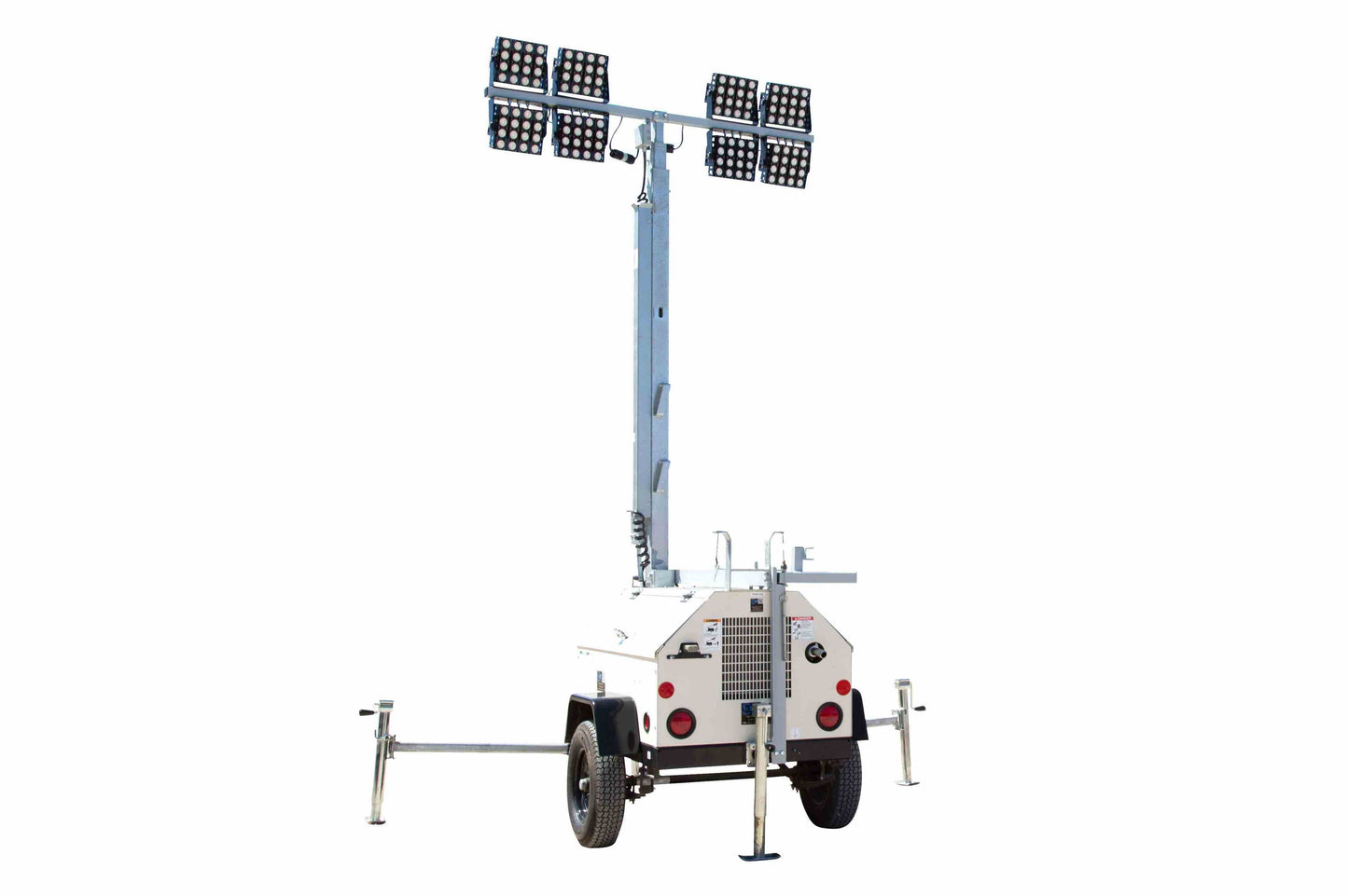 Larson Electronics 30' Portable LED Light Tower - 15kW Diesel Generator w/ 50 Gal Tank, (4) 320W LED Lamps - Trailer Mount