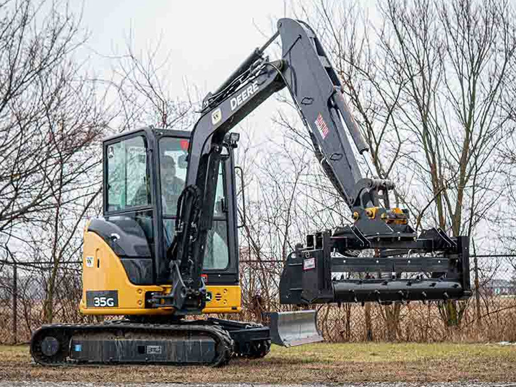 Mongo Attachments Soil Conditioner | Model MPRD148H | Size 48" Drum | 20 GPM | 3,000 PSI | 2.5–8 Ton | For Excavators