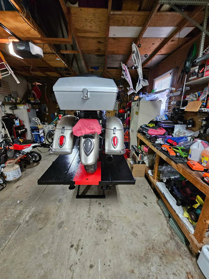 Black Widow Pneumatic ProLift Motorcycle Lift Table with Center Jack | BW-PROLIFT-HDXW | 48" Wide Platform | 1,500 lb. Capacity | For Motorcycle Repair