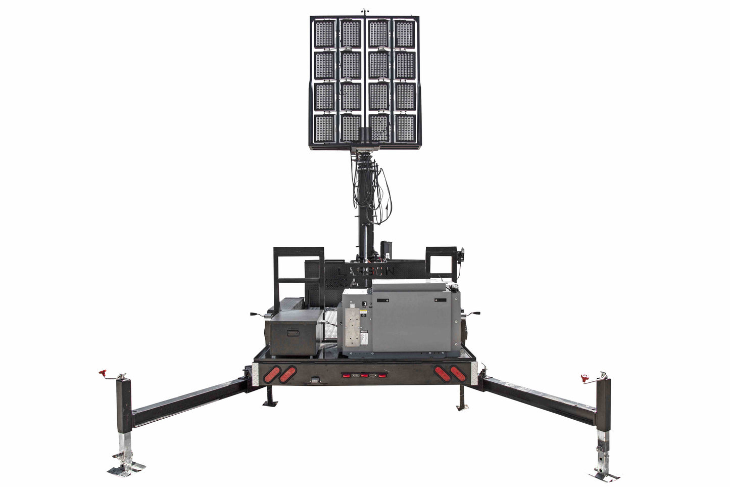 Larson Electronics 60' Pneumatic Megatower™ on 21 Foot Trailer - (16) 500 Watt LED Lights - 14KW Genset - 110 Gallons